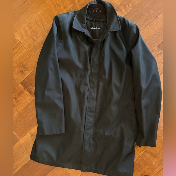 Kenneth Cole New York Black Trench Coat Classic Tailored Design